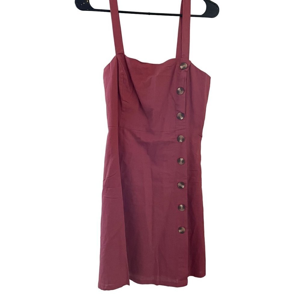 NWT Lulus Deep Coral Summer Sundress Tie Buttons Cotton Linen Stunning Dress